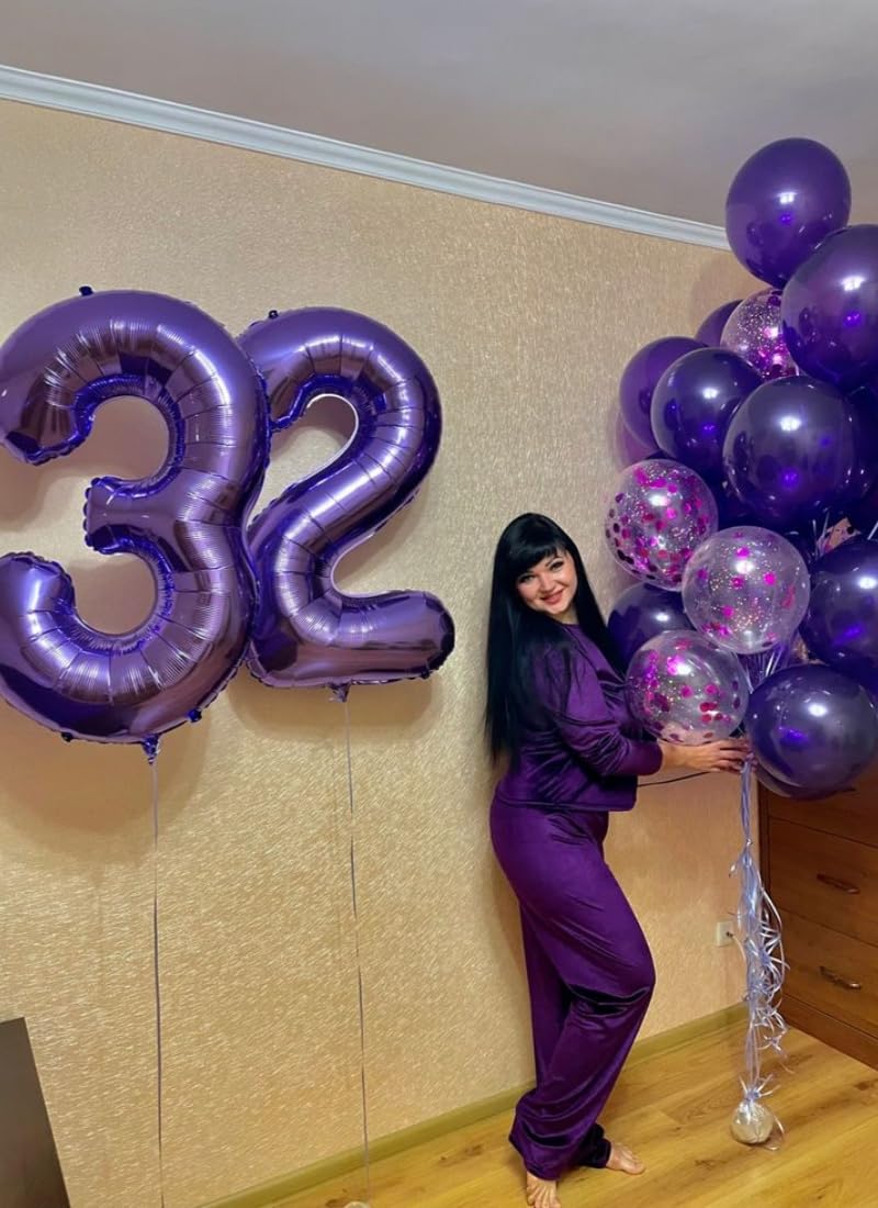 Argthjy Purple 40-Inch Foil Number Balloons for Milestones | 0, 10, 20, 100, 2026