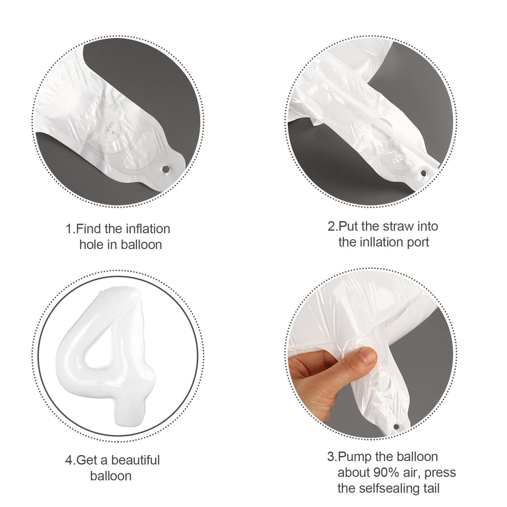 Argthjy 40-Inch Number 3 Balloon – White Foil Birthday Balloons