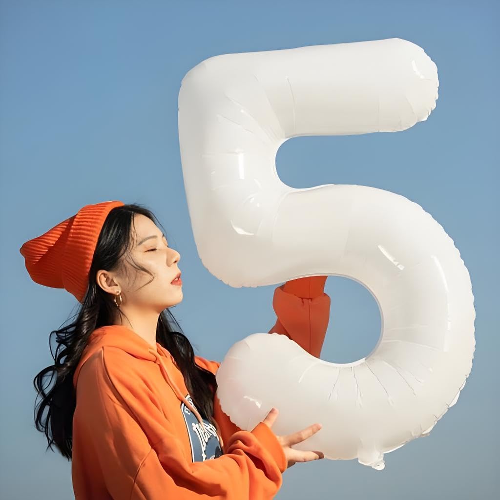 Argthjy 40-Inch Number 5 Foil Balloons – Birthday Party Decor for 5th Birthday, Anniversary & More