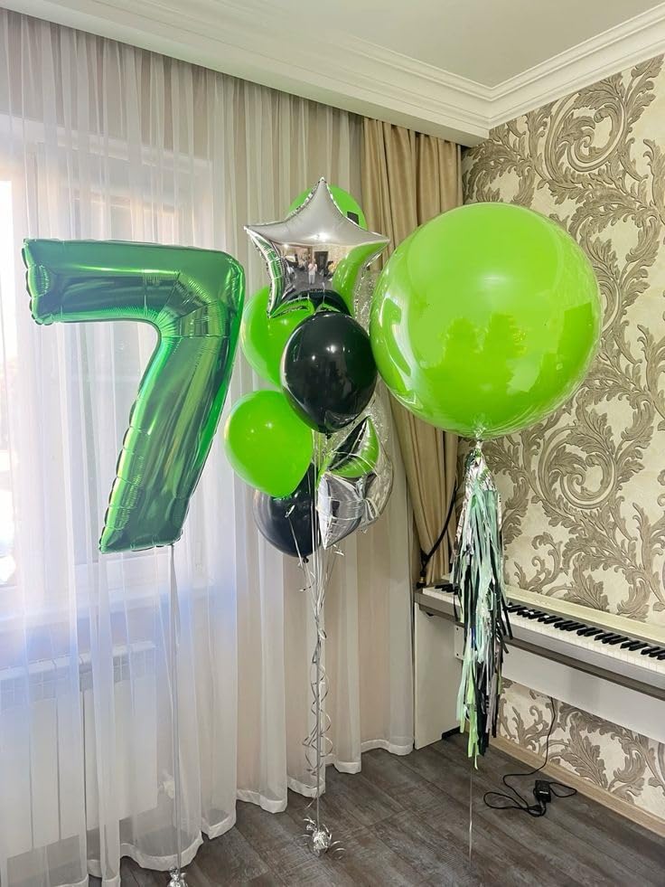 Argthjy Number 7 Balloons – 40 Inch Dark Green Foil Birthday Decor for Any Celebration