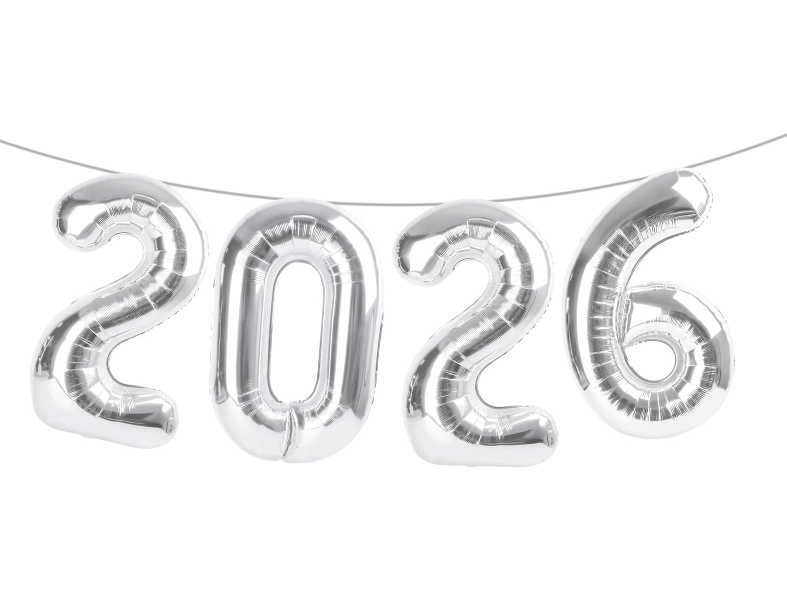 Argthjy Silver 2026 Balloons - 40-Inch Foil Number 22 Balloon for Birthdays, Weddings & More