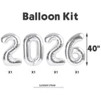 Argthjy Silver 2026 Balloons - 40-Inch Foil Number 22 Balloon for Birthdays, Weddings & More
