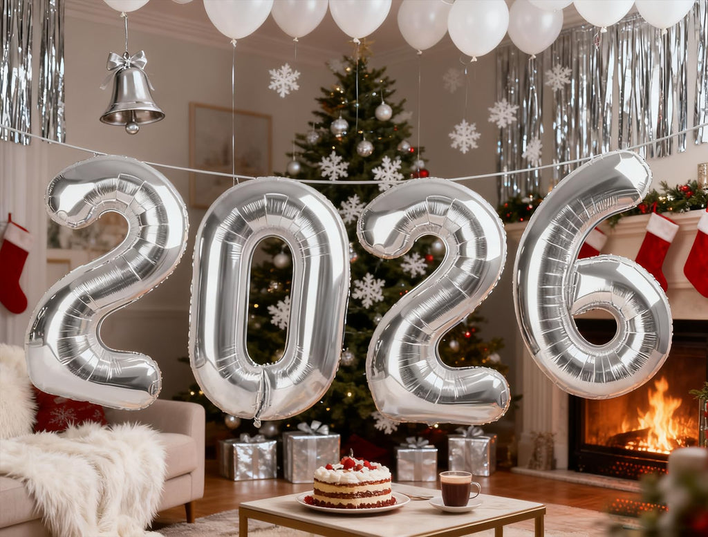 Argthjy Silver 2026 Balloons - 40-Inch Foil Number 22 Balloon for Birthdays, Weddings & More