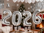 Argthjy Silver 2026 Balloons - 40-Inch Foil Number 22 Balloon for Birthdays, Weddings & More