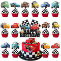 ARHAVI 25 Pcs Cake Topper & Cupcake Toppers Set – Cars Themed Birthday Decorations