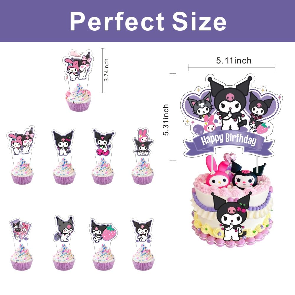 ARHAVI 25 Pcs Cute Cake Topper & Cupcake Toppers Set for Kuromii Birthday Decorations