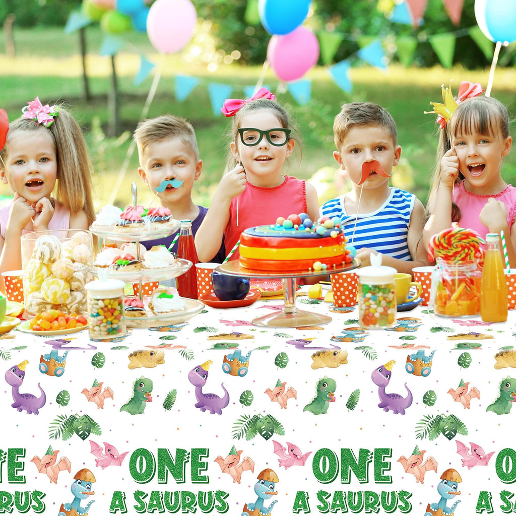 ArianQicult Dinosaur 1st Birthday Tablecloths – 3-Pack One-A-Saurus Party Covers