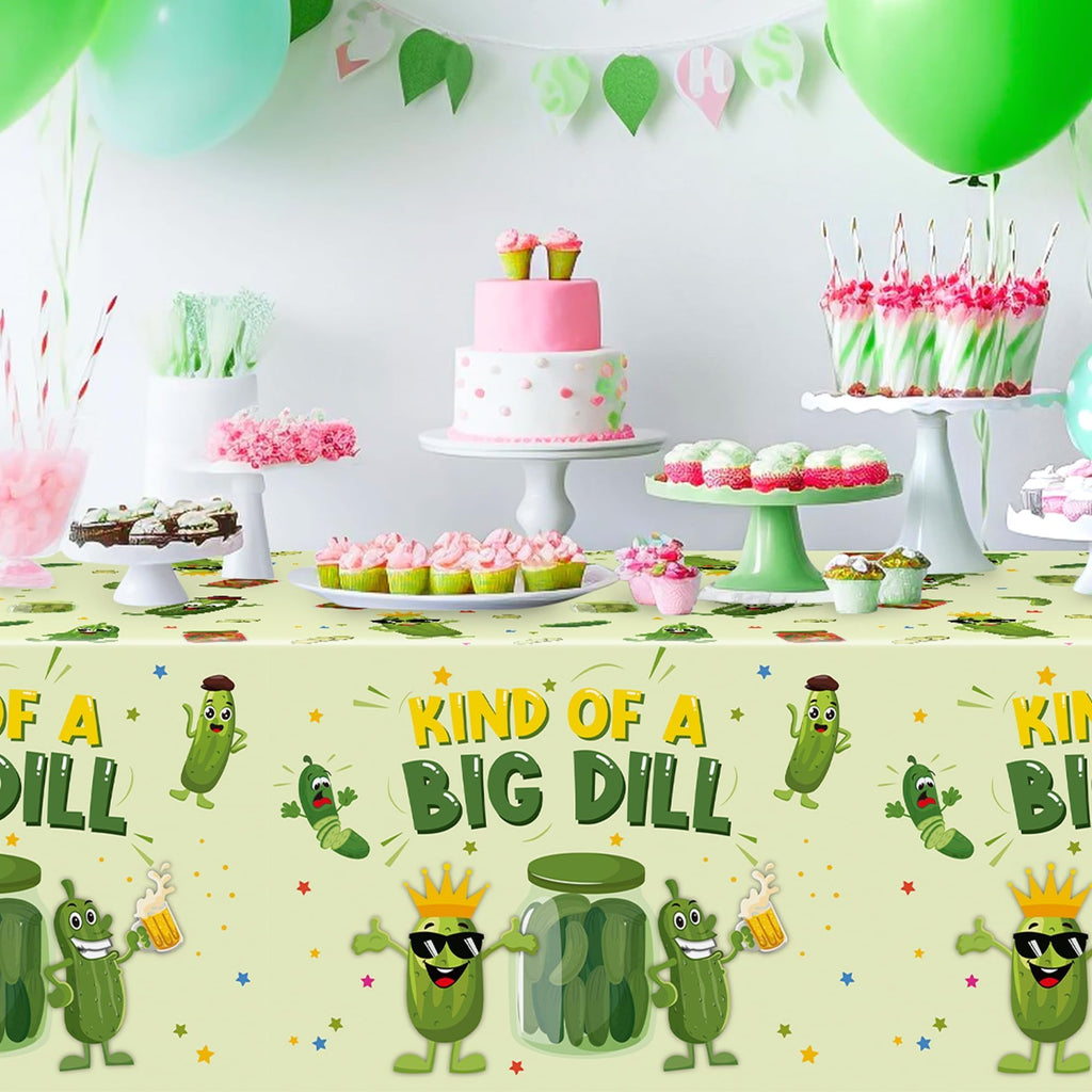 ArianQicult Pickle Party Tablecloths – 3-Pack Cucumber Birthday Table Covers, Disposable
