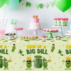 ArianQicult Pickle Party Tablecloths – 3-Pack Cucumber Birthday Table Covers, Disposable