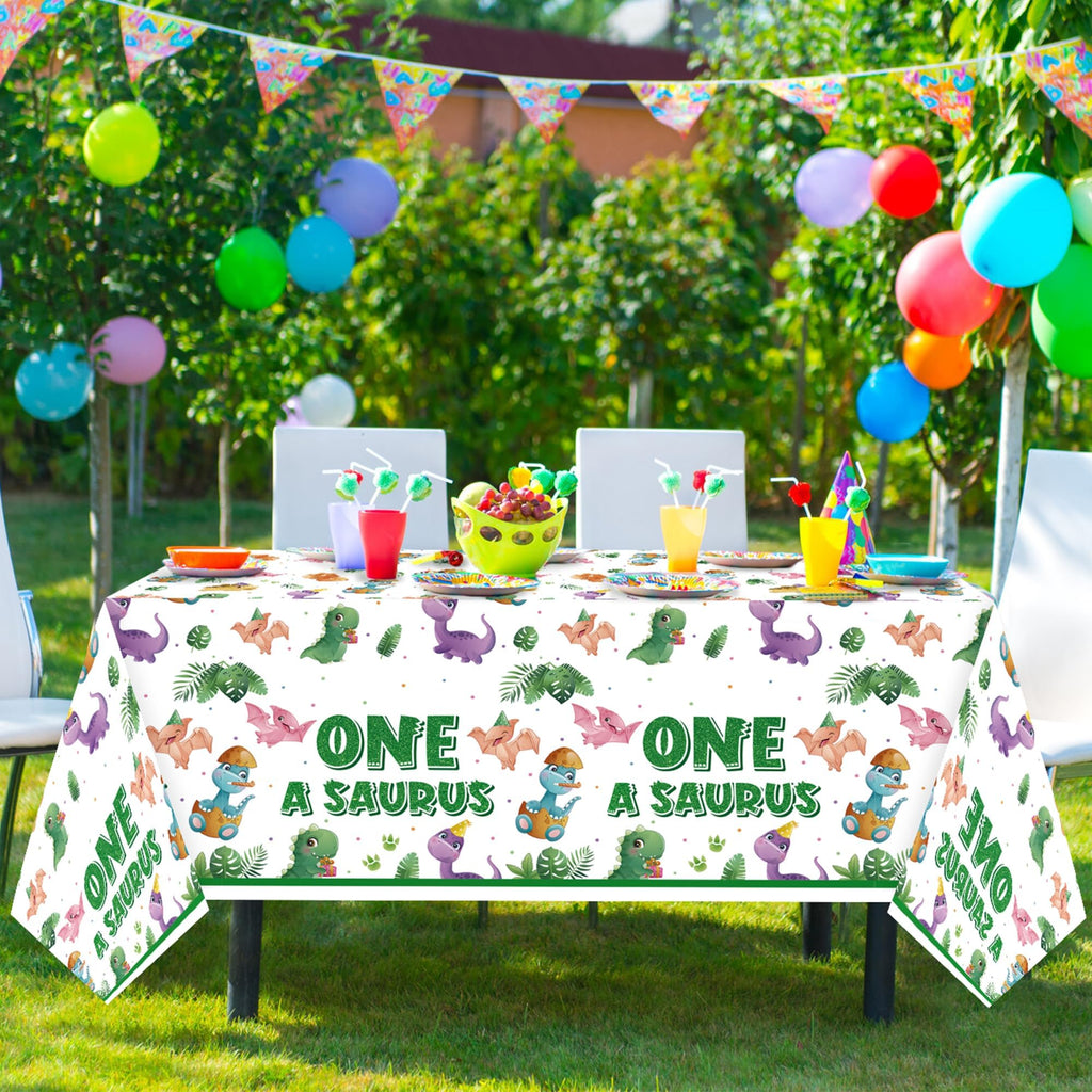 ArianQicult Dinosaur 1st Birthday Tablecloths – 3-Pack One-A-Saurus Party Covers