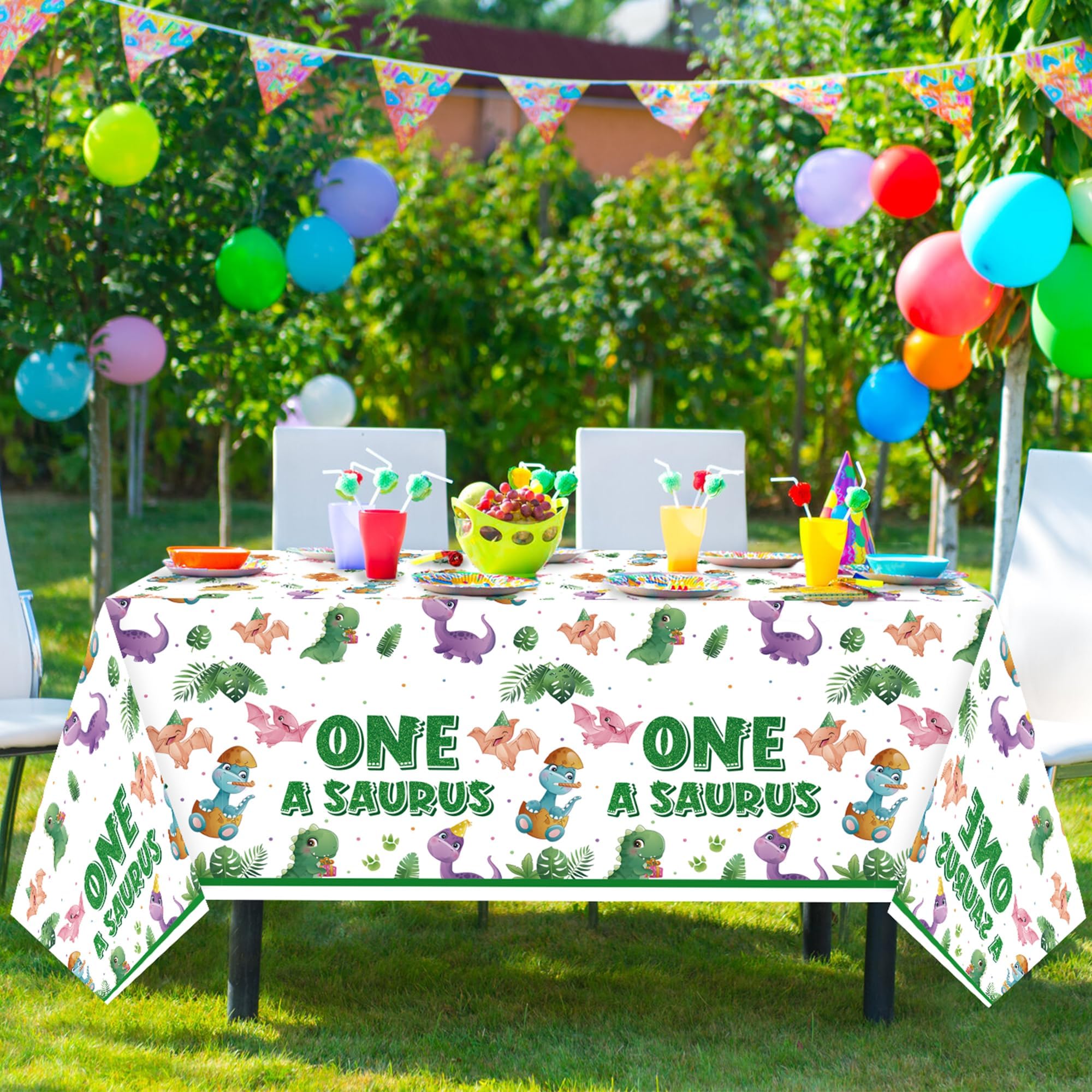 ArianQicult Dinosaur 1st Birthday Tablecloths – 3-Pack One-A-Saurus Party Covers