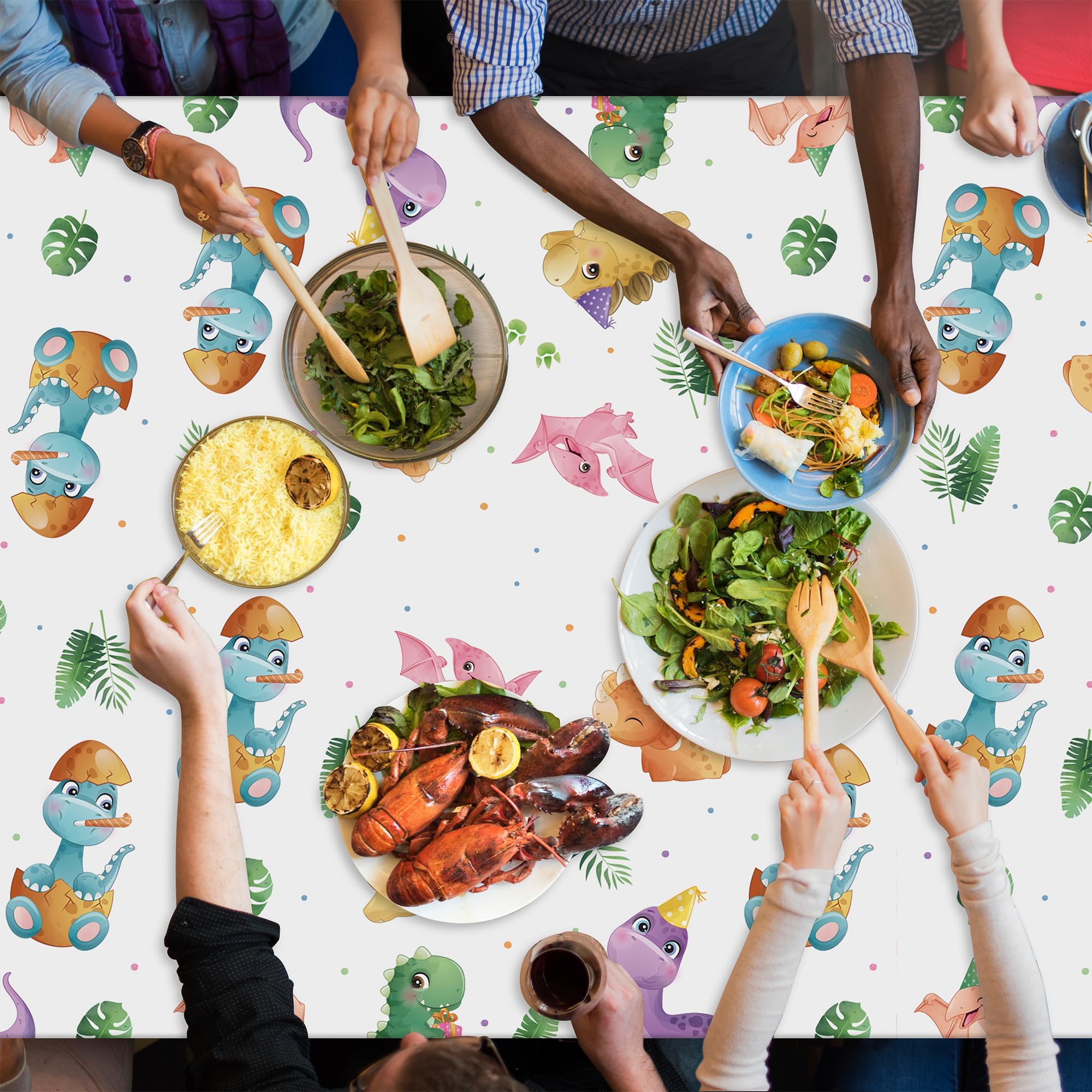 ArianQicult Dinosaur 1st Birthday Tablecloths – 3-Pack One-A-Saurus Party Covers