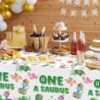 ArianQicult Dinosaur 1st Birthday Tablecloths – 3-Pack One-A-Saurus Party Covers