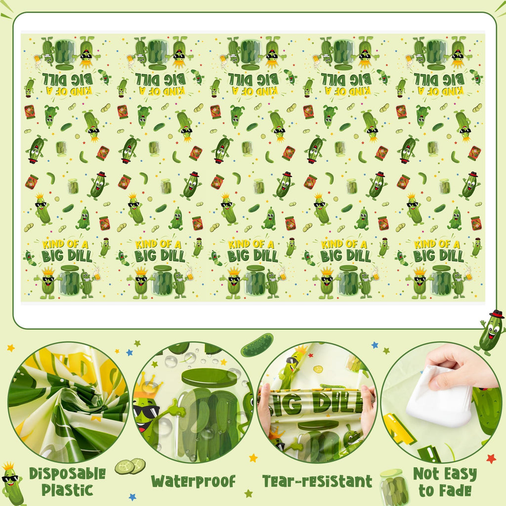 ArianQicult Pickle Party Tablecloths – 3-Pack Cucumber Birthday Table Covers, Disposable