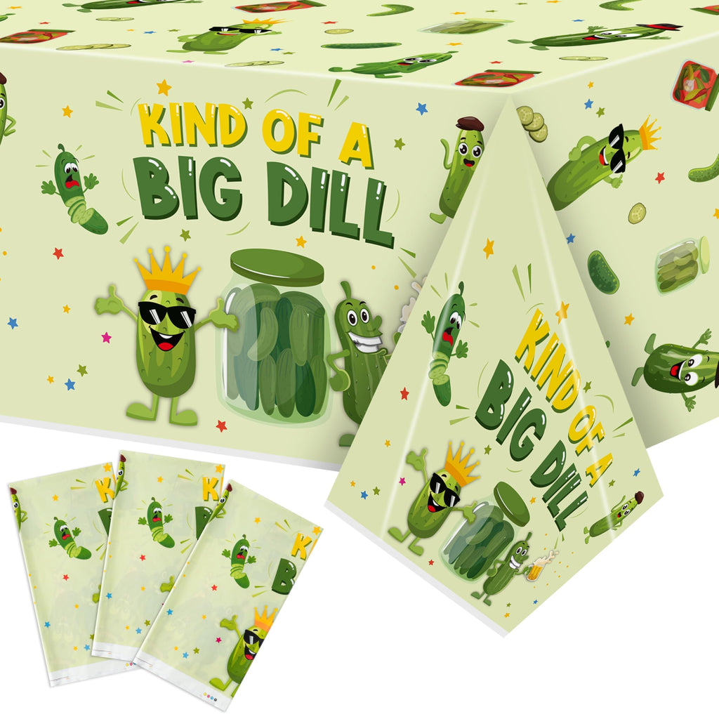 ArianQicult Pickle Party Tablecloths – 3-Pack Cucumber Birthday Table Covers, Disposable