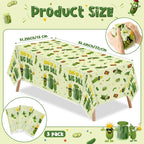 ArianQicult Pickle Party Tablecloths – 3-Pack Cucumber Birthday Table Covers, Disposable