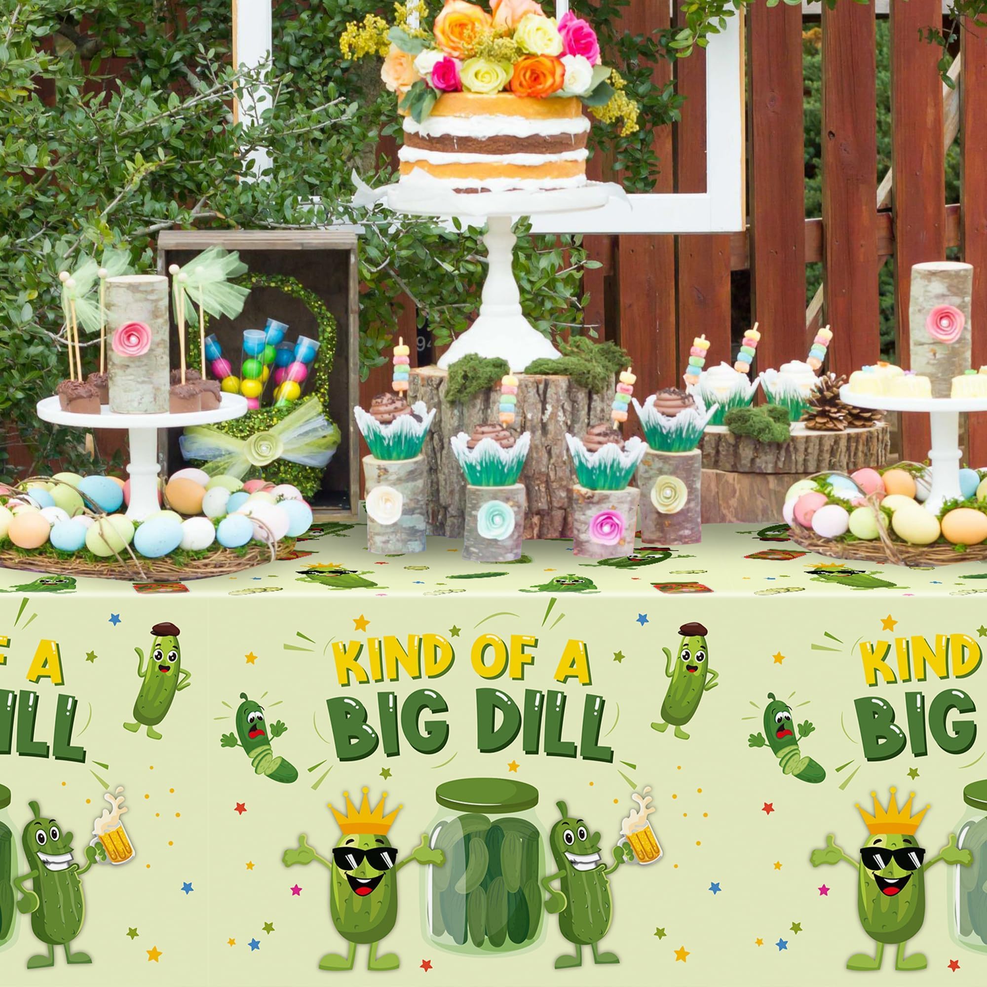 ArianQicult Pickle Party Tablecloths – 3-Pack Cucumber Birthday Table Covers, Disposable