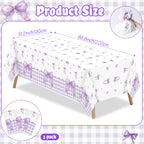 ArianQicult 3-Piece Purple Bow Tablecloths – 87x51in Disposable Party Covers