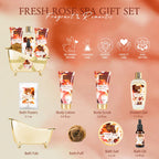 ArioseMonde Fresh Rose Spa Gift Set – 8-Piece At-Home Bath Kit for Women