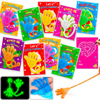 Armaytoy Glow-in-the-Dark Sticky Hands 28-Pack with Valentine Cards – Kids Party Favors