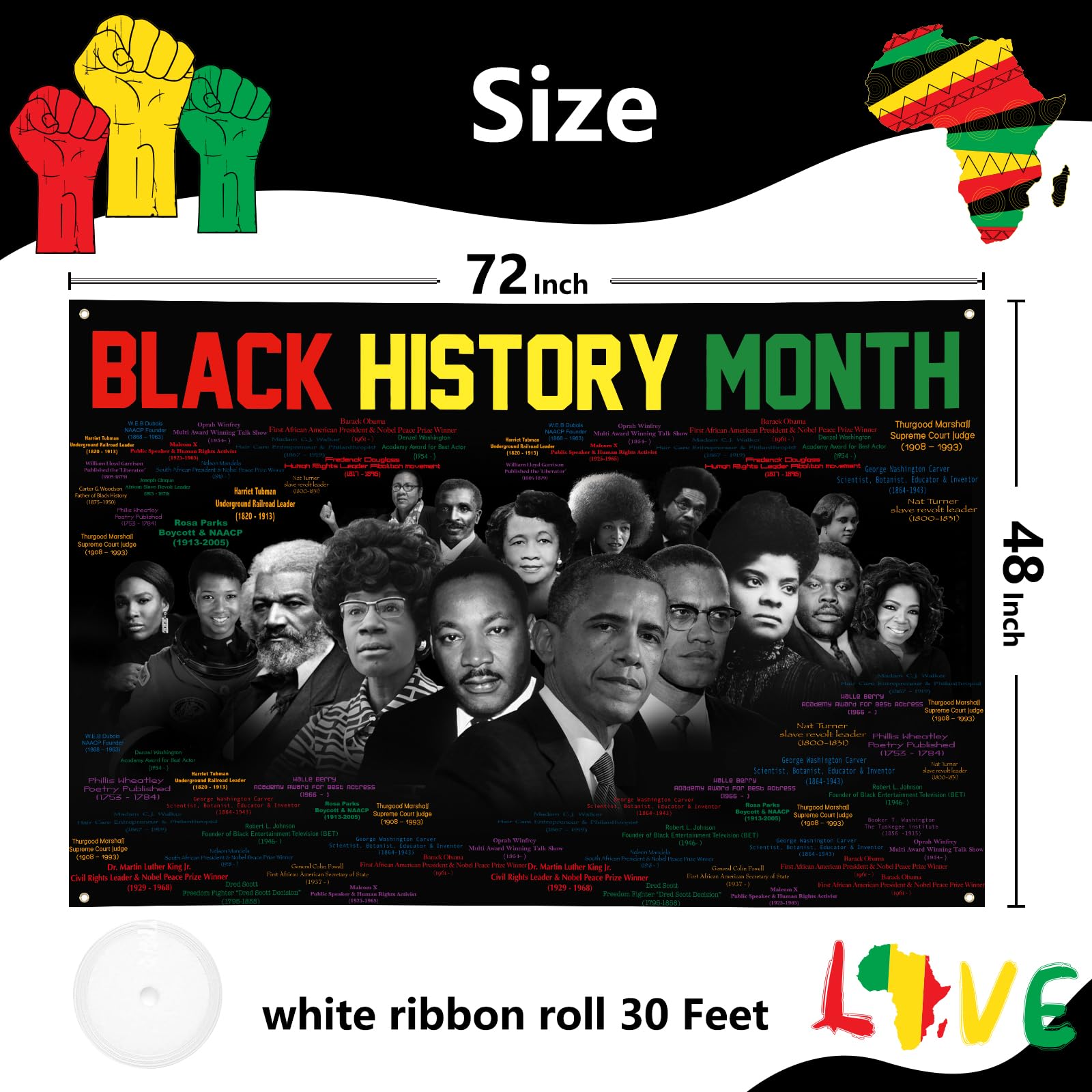 Arosche Black History Month Banner 72x48 — Indoor Outdoor Photo Backdrop & Decor