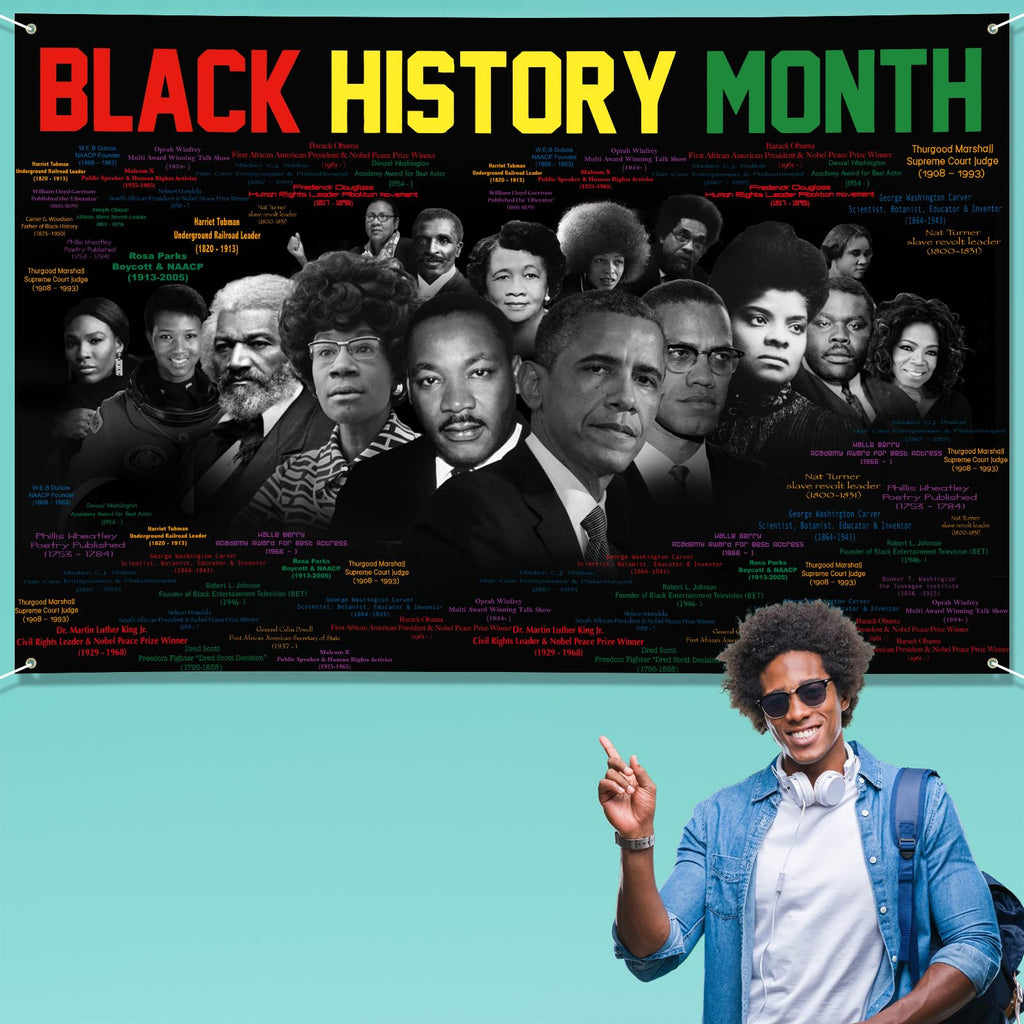 Arosche Black History Month Banner 72x48 — Indoor Outdoor Photo Backdrop & Decor