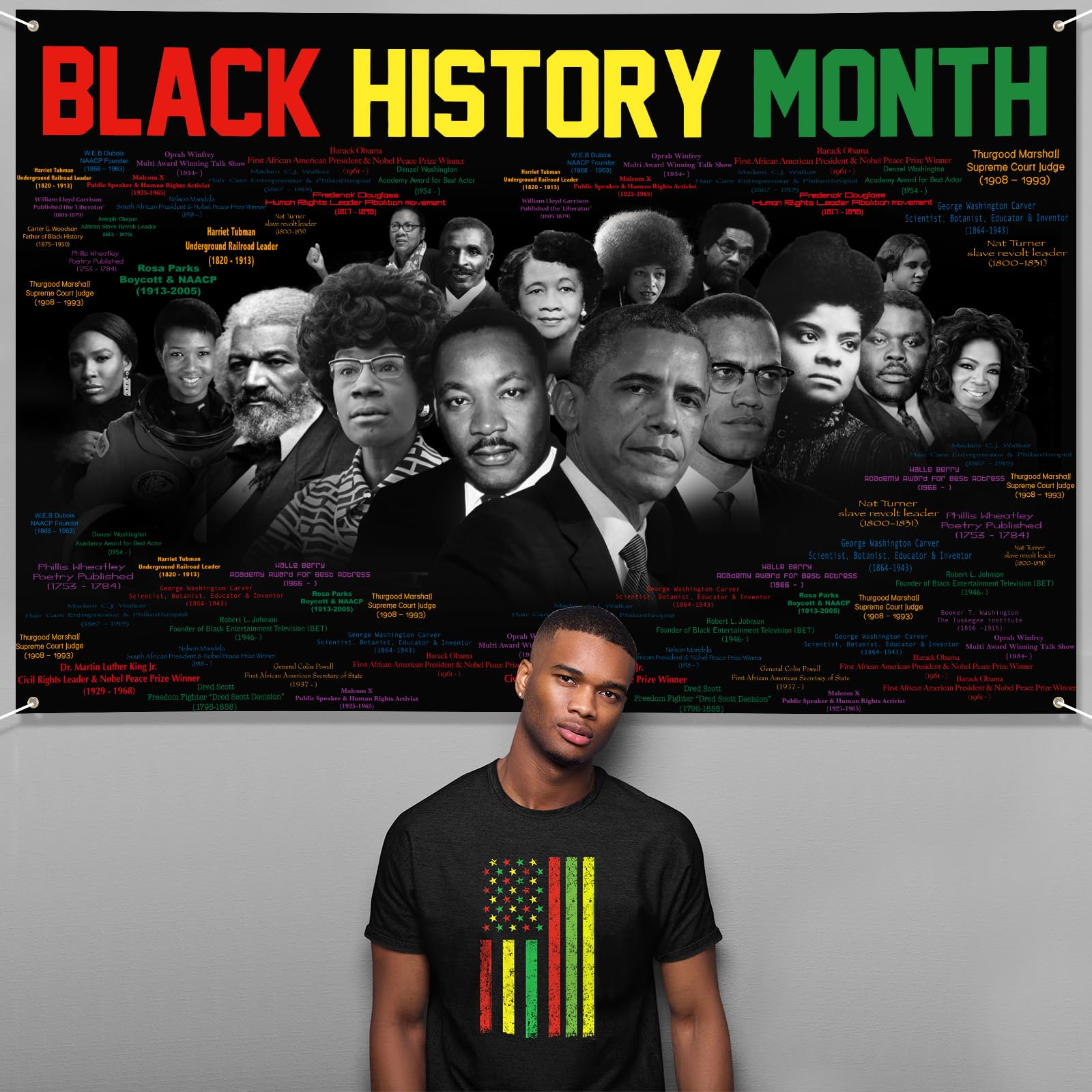 Arosche Black History Month Banner 72x48 — Indoor Outdoor Photo Backdrop & Decor