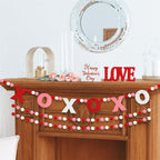 Arosche 3pcs Valentines Day Felt Pompom Banner – XOXO Love, Pre-Assembled