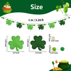 Arosche St Patrick's Day Felt Pompom Banner – Pre-Assembled Shamrocks & Gold Beads