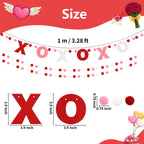 Arosche 3pcs Valentines Day Felt Pompom Banner – XOXO Love, Pre-Assembled