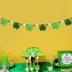 Arosche St Patrick's Day Felt Pompom Banner – Pre-Assembled Shamrocks & Gold Beads