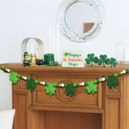 Arosche St Patrick's Day Felt Pompom Banner – Pre-Assembled Shamrocks & Gold Beads