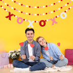 Arosche 3pcs Valentines Day Felt Pompom Banner – XOXO Love, Pre-Assembled