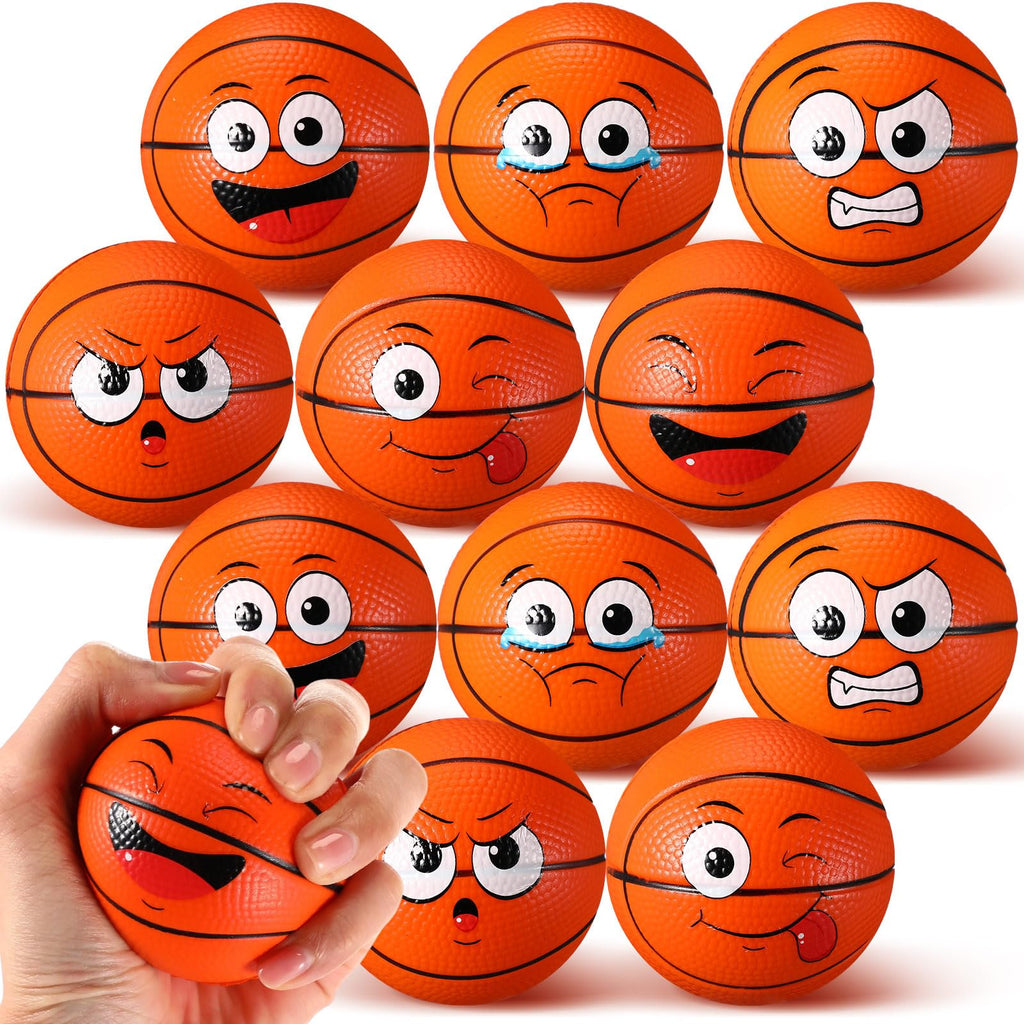 Arrowbash 24 Pcs 2.5'' Face Basketball Stress Balls – Mini Squeeze Foam Toys for Stress Relief, Gifts & Party Favors