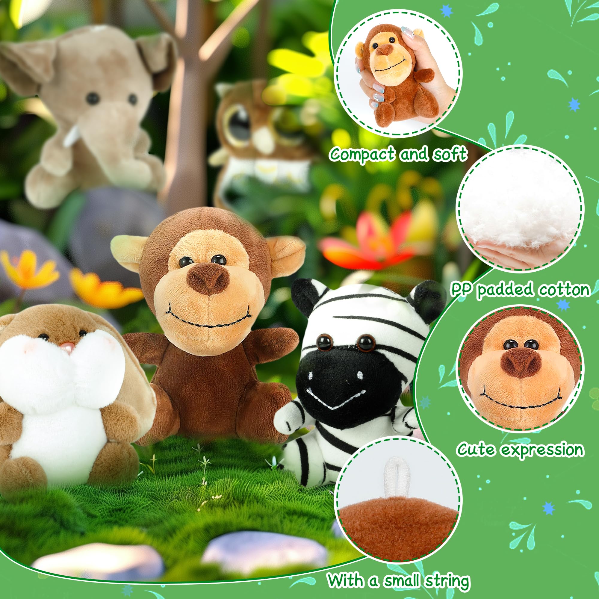 Arrozon 36 Pcs Small Stuffed Animals Bulk – 4-Inch Mini Plush Toys for Prizes & Party Favors
