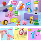 Arscniek 140-Pack Animal Erasers for Kids – Take-Apart Mini Pencils, Desk Pets & Party Favors