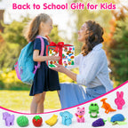 Arscniek 140-Pack Animal Erasers for Kids – Take-Apart Mini Pencils, Desk Pets & Party Favors