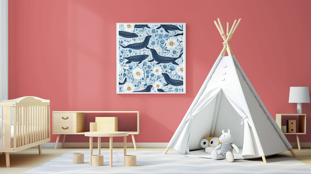 Whimsical Seal and Daisy Framed Wall Art