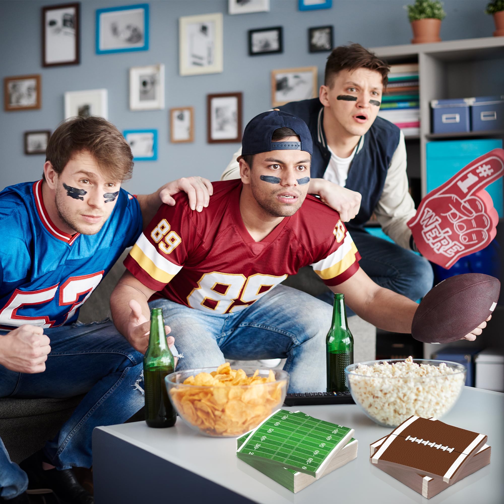 ArtCreativity 80 Pack Football Field Napkins – 5x5in, 2-Ply, Game Day Party Supplies