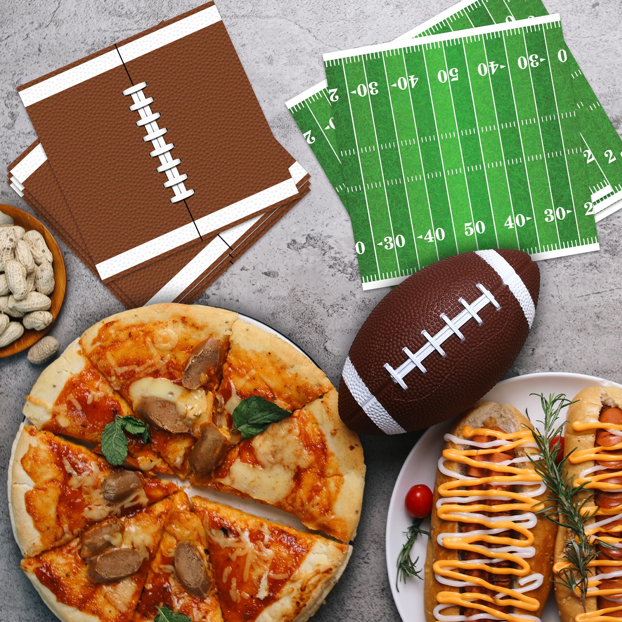 ArtCreativity 80 Pack Football Field Napkins – 5x5in, 2-Ply, Game Day Party Supplies