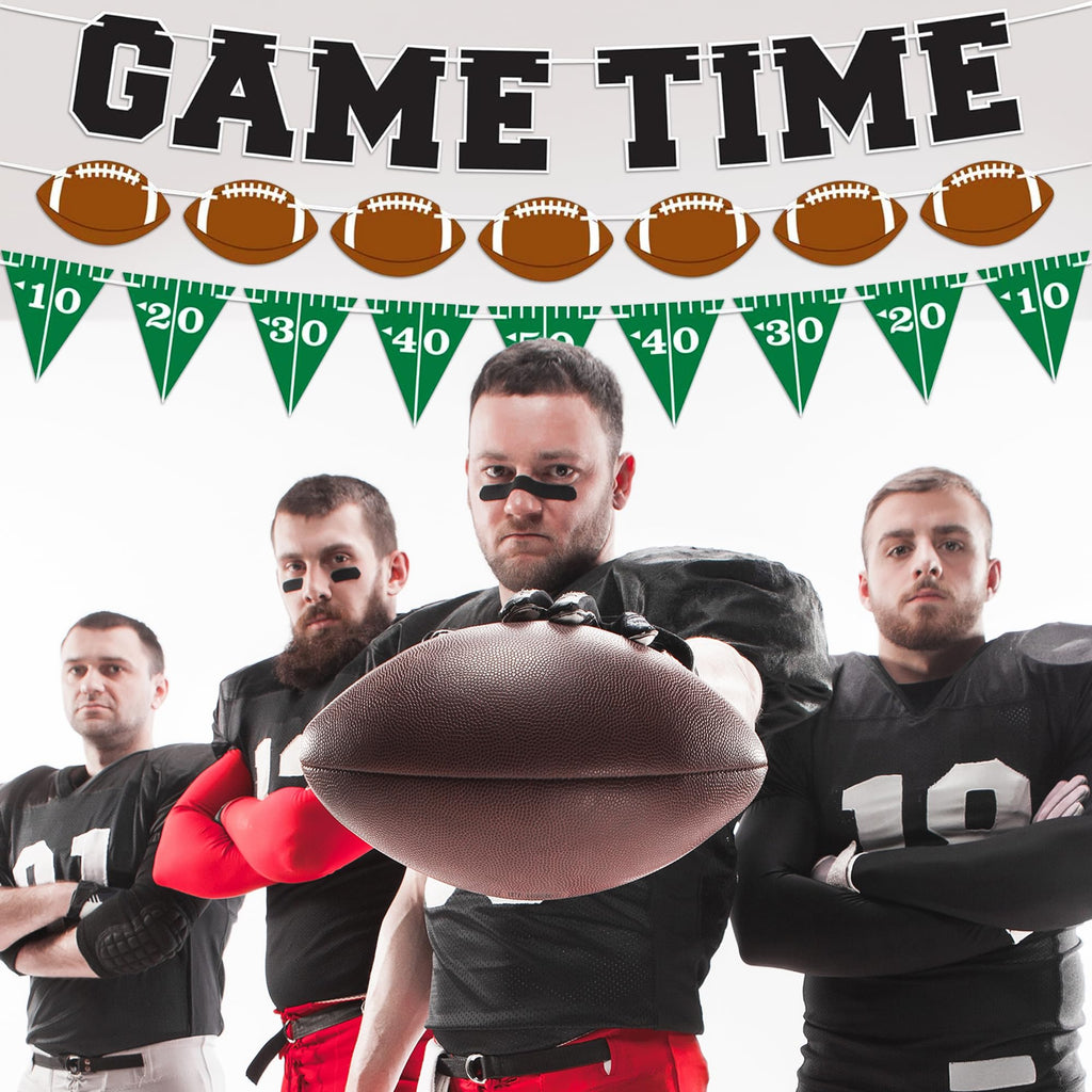 ArtCreativity Game Time Football Banner Set of 3 – Customizable Pennant Flags for Tailgate & Party Decor
