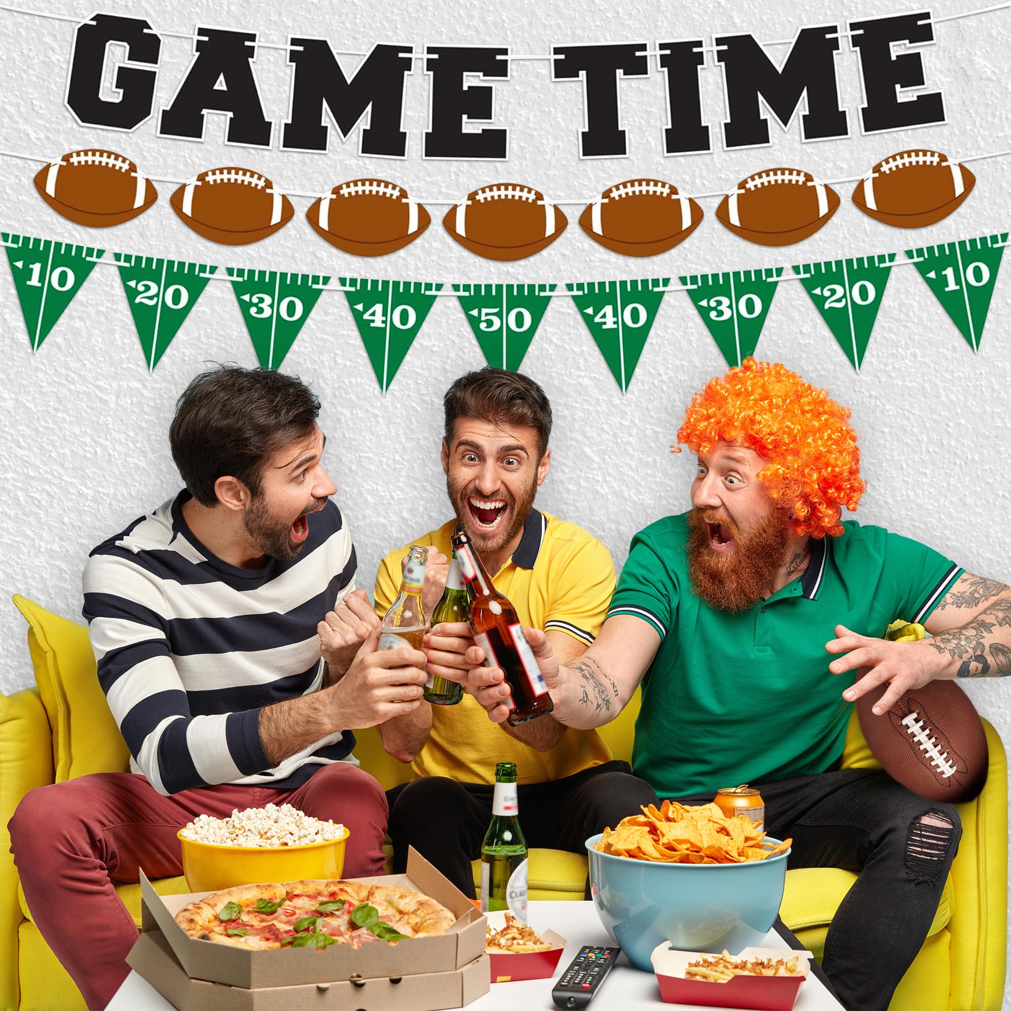 ArtCreativity Game Time Football Banner Set of 3 – Customizable Pennant Flags for Tailgate & Party Decor