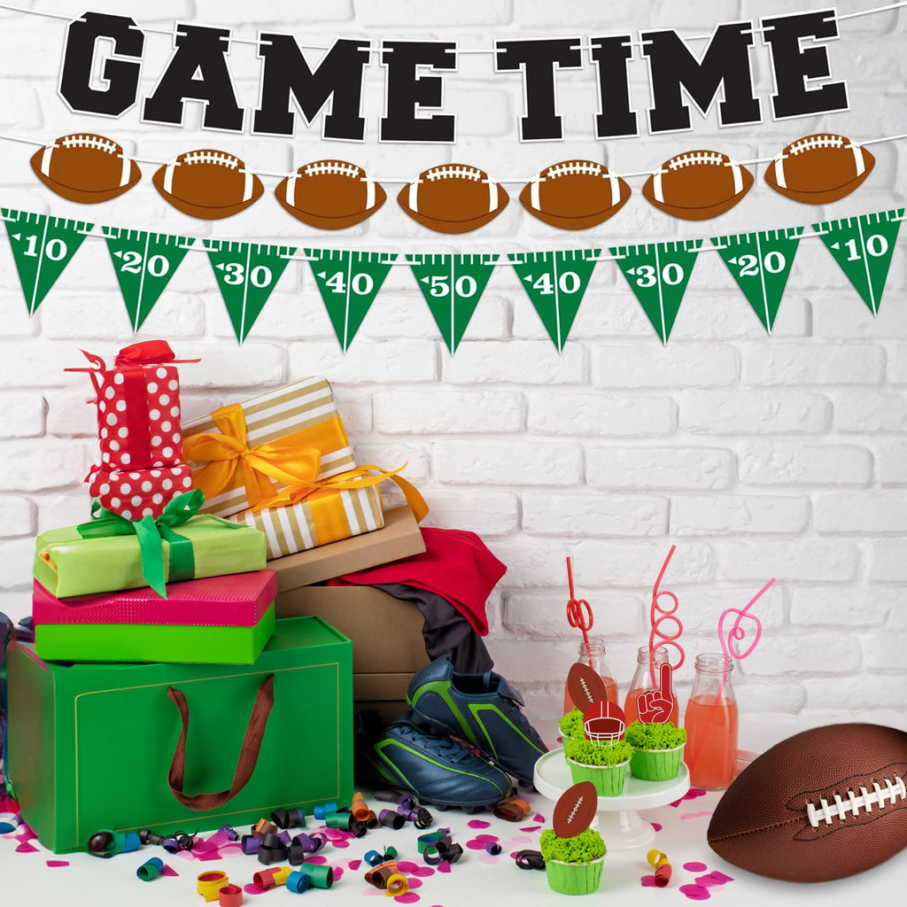 ArtCreativity Game Time Football Banner Set of 3 – Customizable Pennant Flags for Tailgate & Party Decor