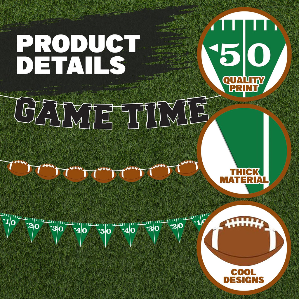 ArtCreativity Game Time Football Banner Set of 3 – Customizable Pennant Flags for Tailgate & Party Decor