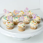 Arthsdite 24Pcs Unicorn Cupcake Toppers – Rainbow Moon Cloud Birthday Decor