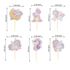 Arthsdite 24Pcs Unicorn Cupcake Toppers – Rainbow Moon Cloud Birthday Decor