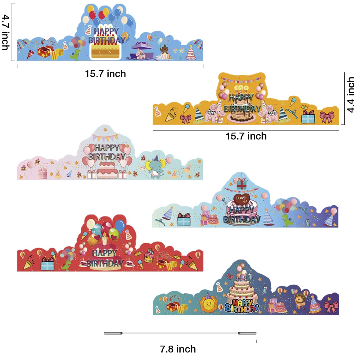 ARTLYMERS Birthday Crowns for Kids – 30-Pack Assorted Paper Party Hats with Adjustable Elastic, Reusable Classroom & Party Decor