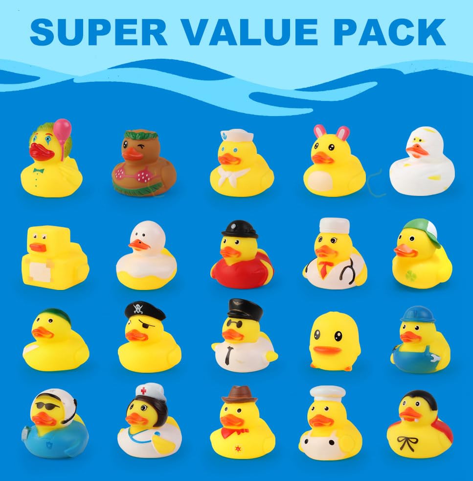 Arttyma Rubber Ducks in Bulk - 100-Pack Assorted Bath Toys & Party Favors | Jeep Ducking & Classroom Prizes