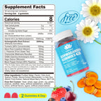 Ashwagandha Gummies 2000mg – Sugar Free, Vegan, Organic | D3, B12, Turmeric – Mixed Berry, 120 Count