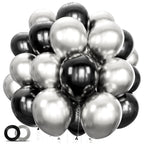 ASIYUHY 100pcs Black and Silver Balloons – 12 Inch Latex Party Decor Set